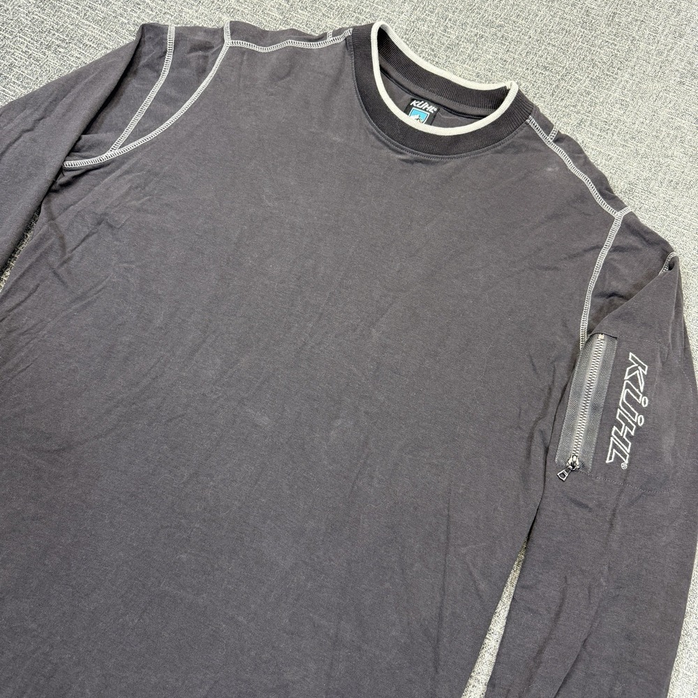 KUHL Long Sleeve Shirt Mens Large Gray Organic Cotton Thumb Holes Casual